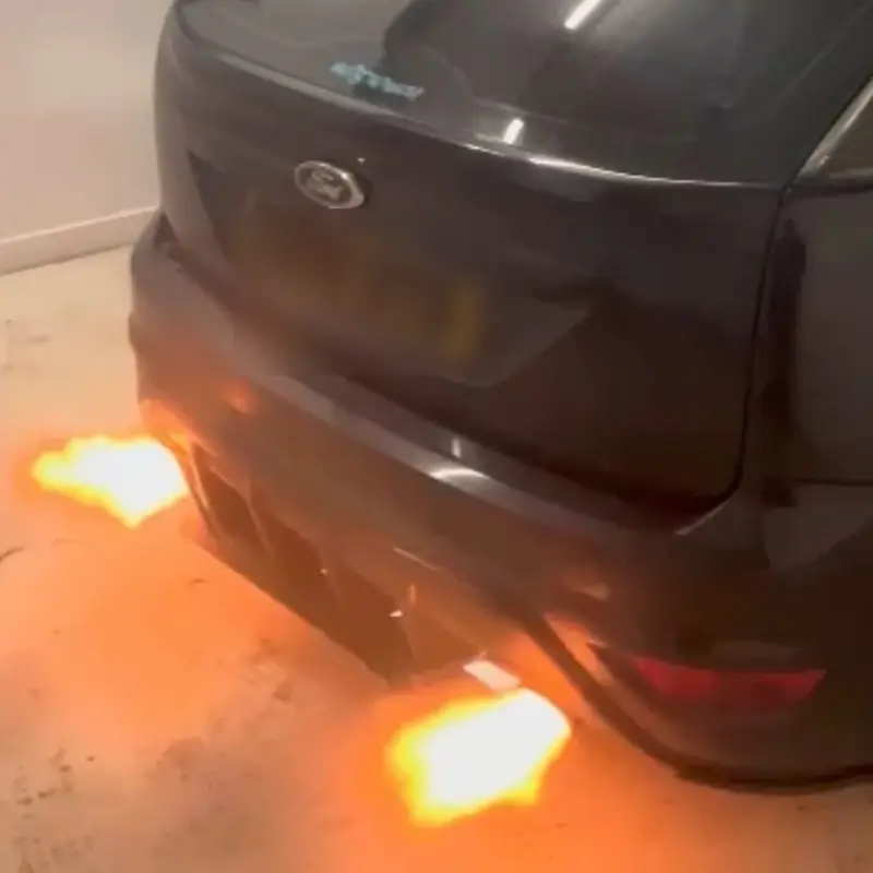 Ford Focus ST with flames from the exhaust after a custom remap
